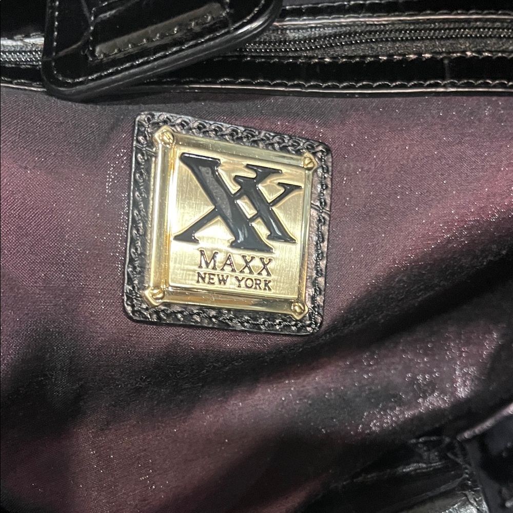Maxx New York Black Croc-Embossed Satchel - Picture 3 of 4